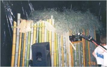 Bamboo hut constructed over bar during the 1st Annual Shipwreck Party, 2006